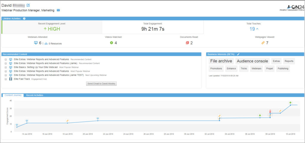 ON24 prospect engagement profile
