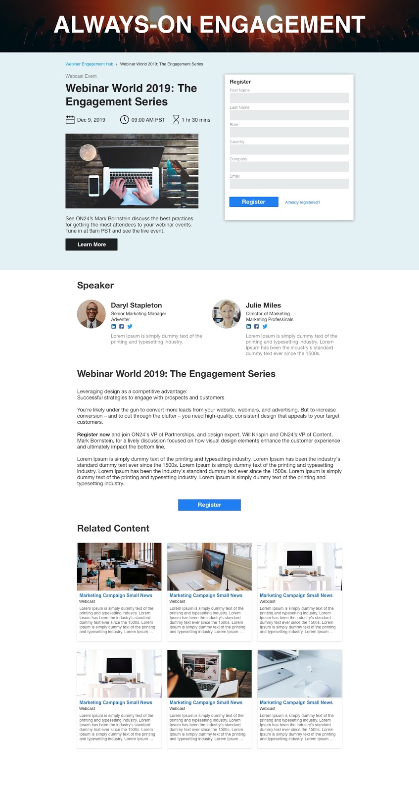 Webcast Registration Page
