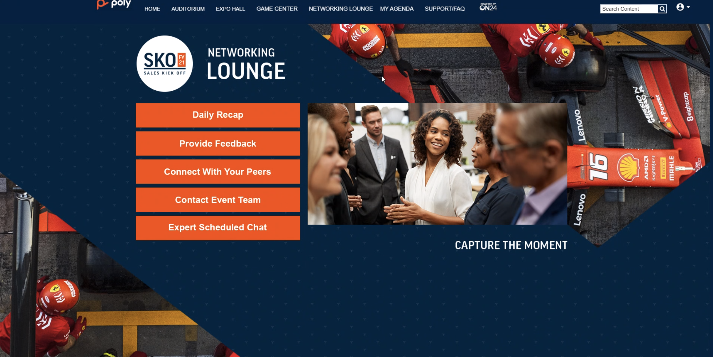 A sample of a ON24 Virtual Conference networking lounge.