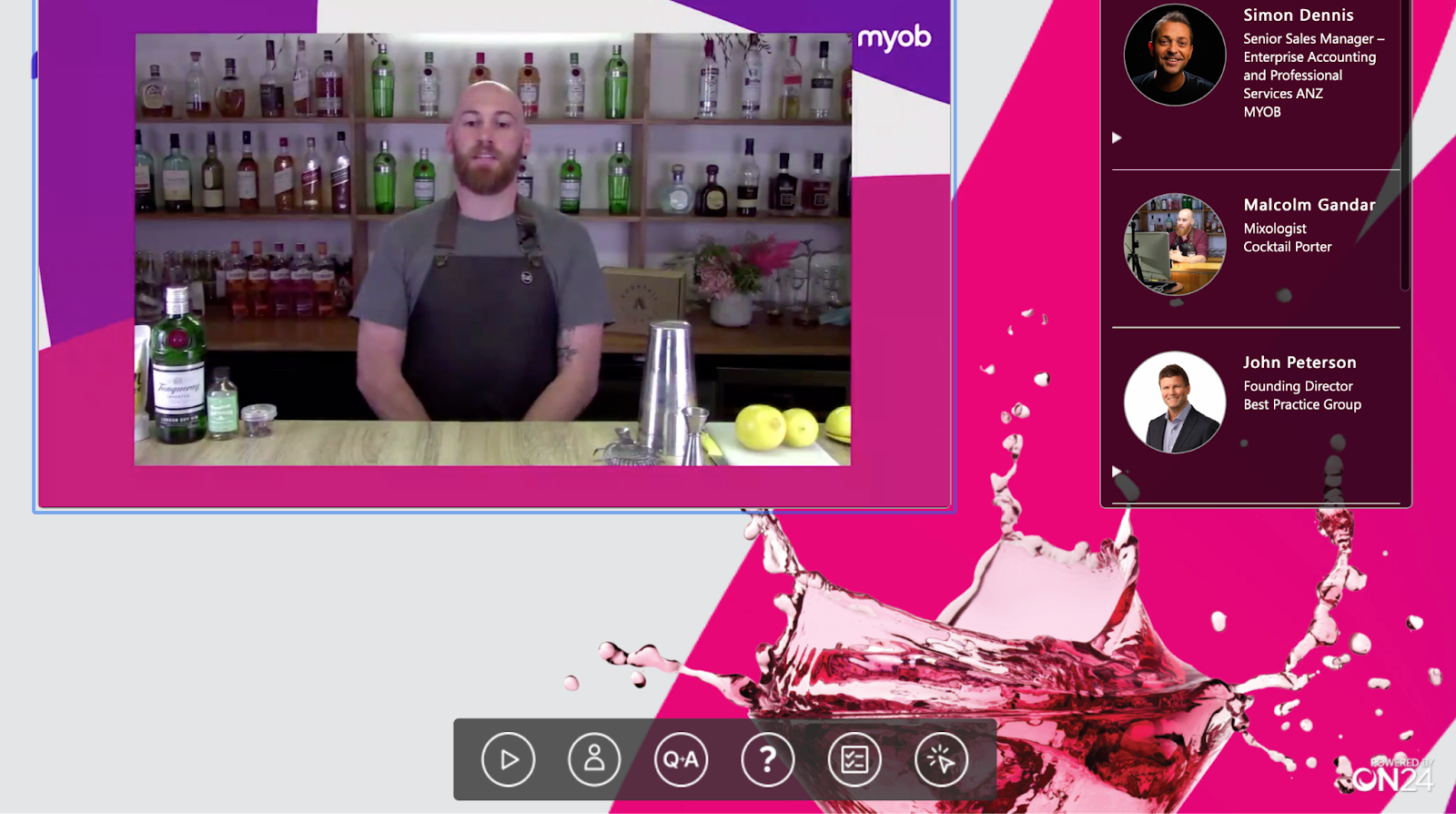 Screenshot of an MYOB experience.