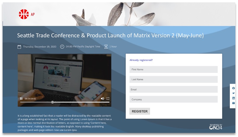 Video on Landing Page