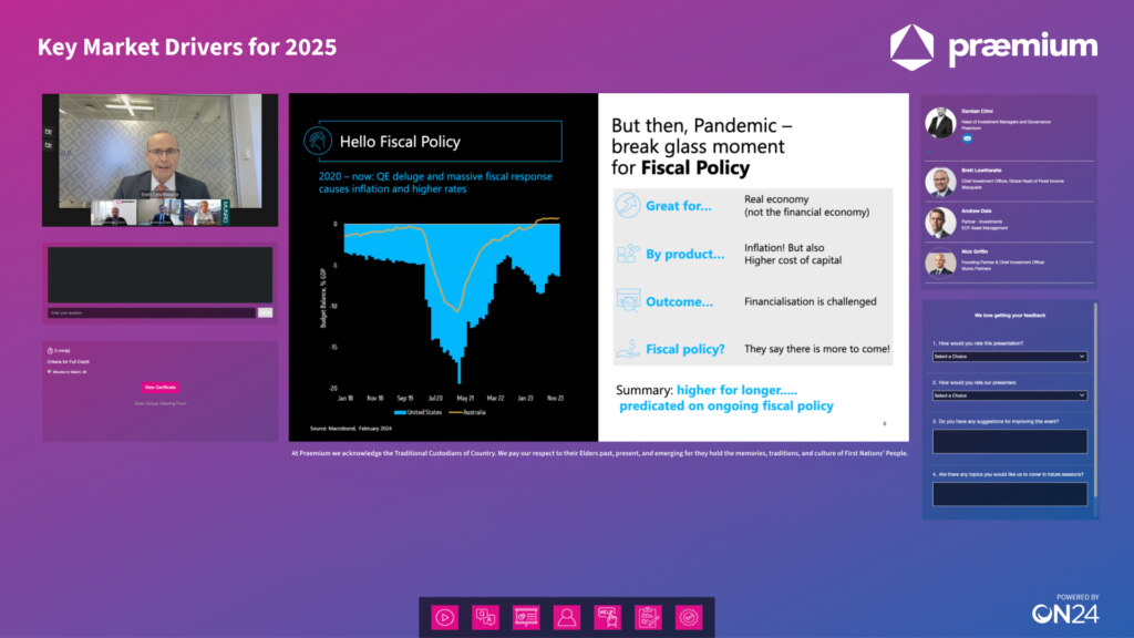 A screenshot of a webinar delivered by Praemium using ON24