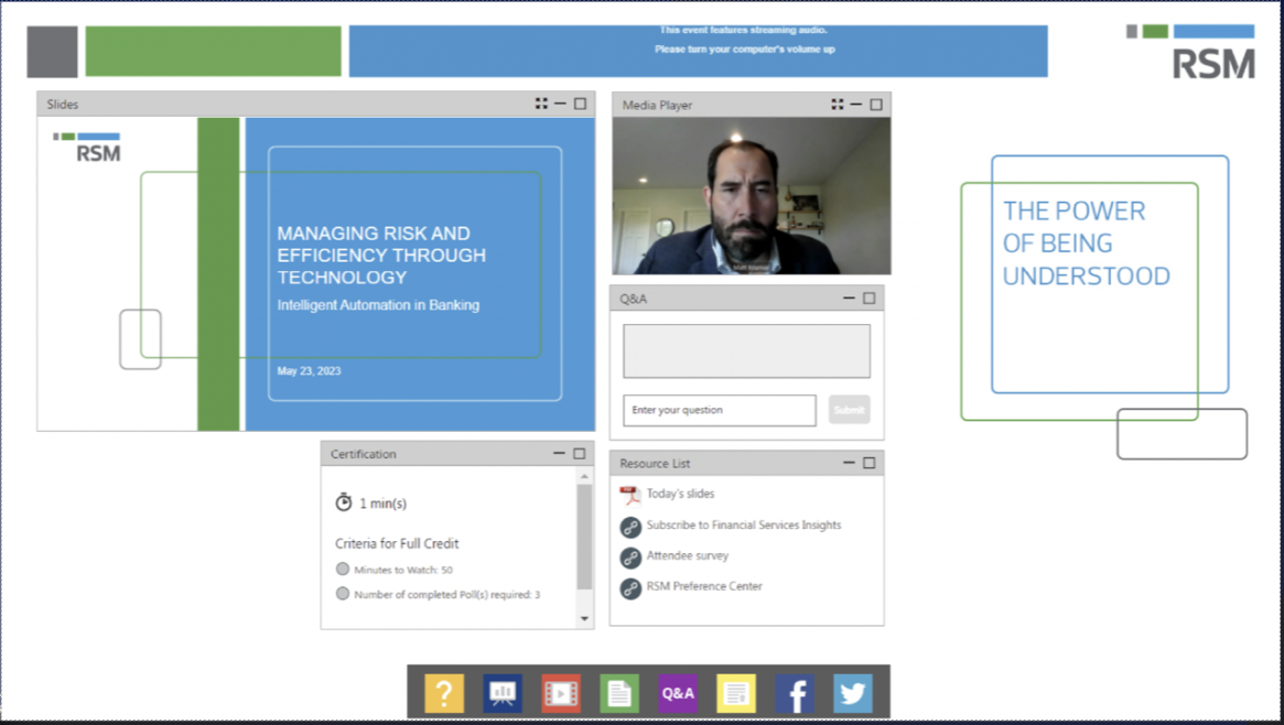 white, blue, green webinar console