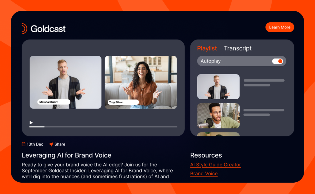 screenshot of goldcast platform