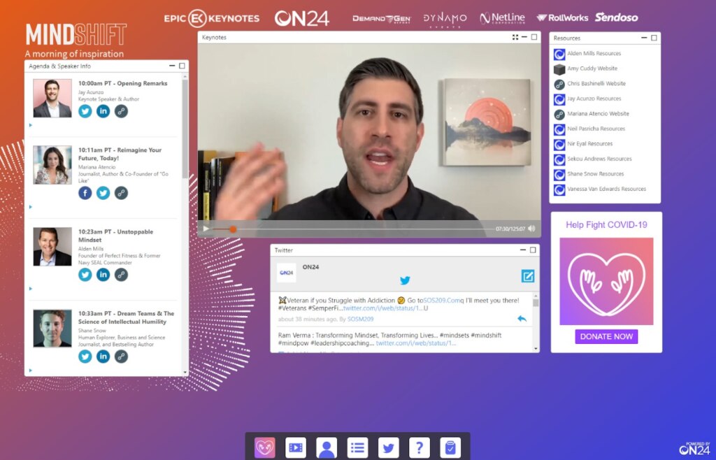 screenshot of on24 webinar in use