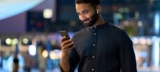 man looking at device