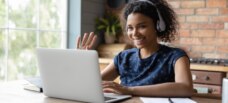 Woman looking at computer