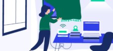 woman in computer center