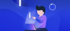 Animated man holding data