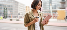 Female looking at tablet