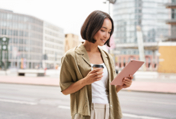 Female looking at tablet